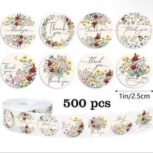 500 Floral Thank You Stickers